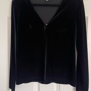 My Michelle Black Velvet One Button Cardigan